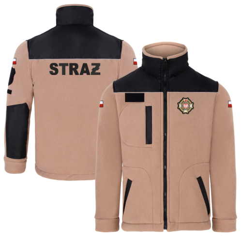 Piaskowy polar STRAŻ z haftem i flagami XXXL