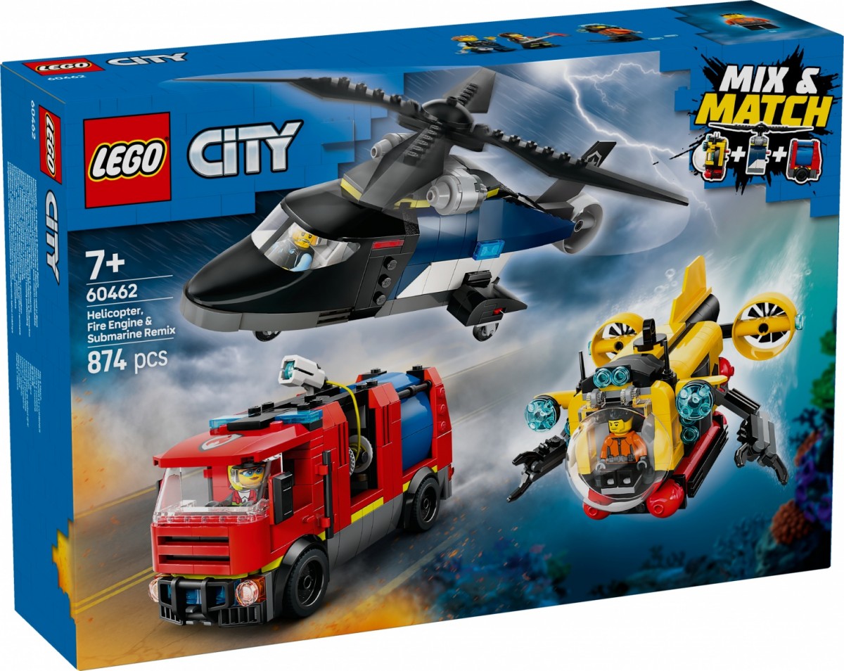 LEGO Zestaw z helikopterem, wozem strażackim i łodzią Klocki City 60462