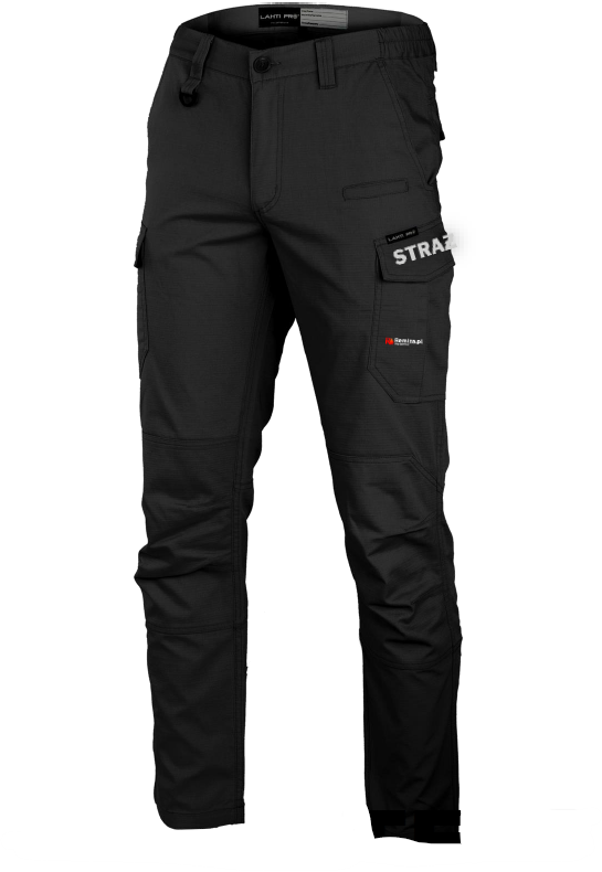 Spodnie bojówki czarne ribstop Slim Fit STRAŻ REMIZA