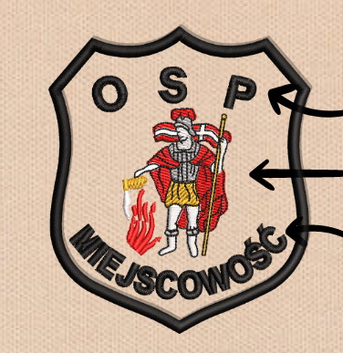 Emblemat haft logo na rzep z miejscowością piaskowy