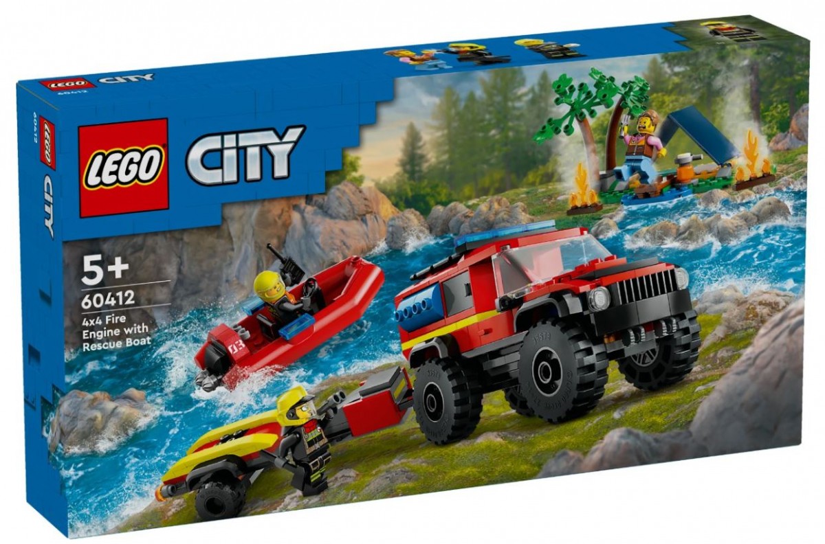 LEGO Terenowy wóz strażacki z łodzią ratunkową Klocki City 60412