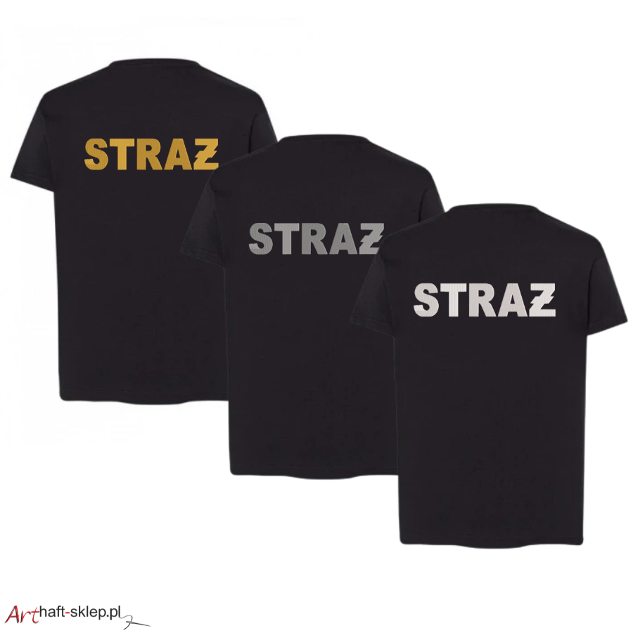 Koszulka TSHIRT z krótkim rękawem haft przód i plecy czarna - obrazek 4