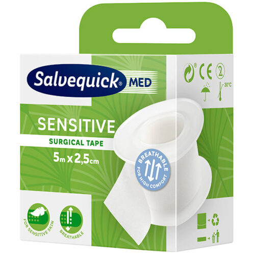 Plaster bez opatrunku Cederroth SalvequickMED Sensitive 2,5 cm x 5 metrów taśma chirurgiczna 310366
