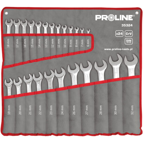 Zestaw kluczy oczkowo-płaskich 24 elementy 6-32 mm DIN3113 PROLINE 35324