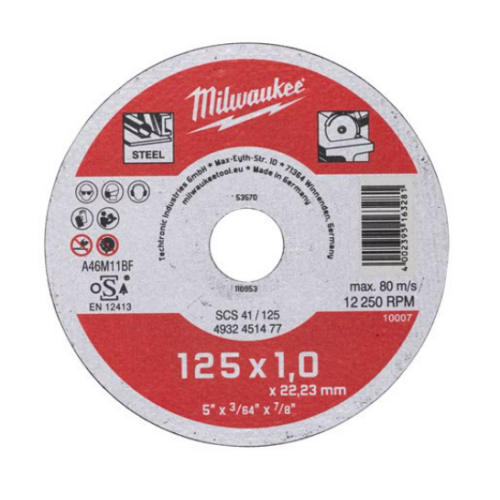 Tarcze korundowe 25 szt. do cięcia metalu CONTRACTOR SCS 41/125 do szlifierek Milwaukee