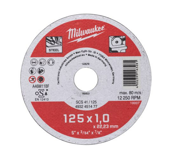 Tarcze korundowe 200 szt. do cięcia metalu CONTRACTOR SCS 41/125 do szlifierek Milwaukee