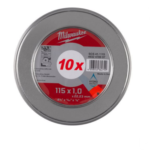 Tarcze korundowe 10 szt. w metalowym opakowaniu do cięcia metalu PRO+ SCS 41/125 do szlifierek Milwaukee