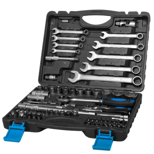 Zestaw narzędzi 82 elementów klucze nasadowe 1/2″ i 1/4″ klucze płaskie 4-32 mm MEGA 58082