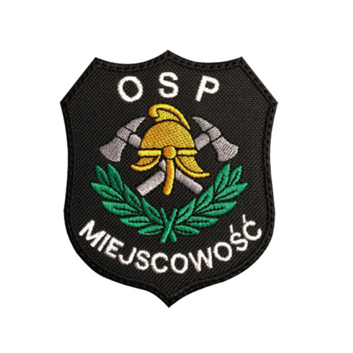 Emblemat haft logo na rzep z miejscowością czarny
