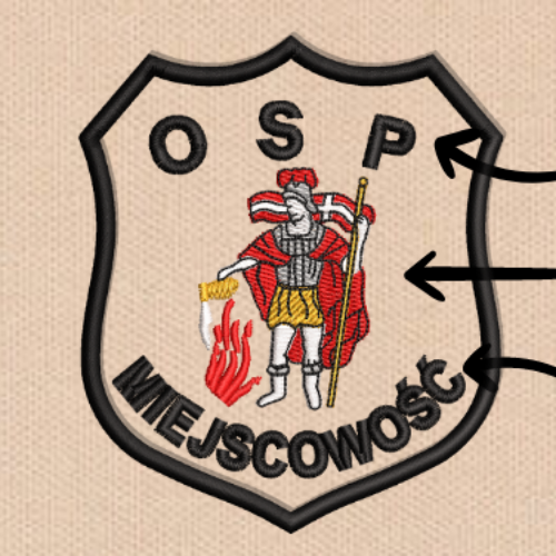 Emblemat haft logo na rzep z miejscowością piaskowy