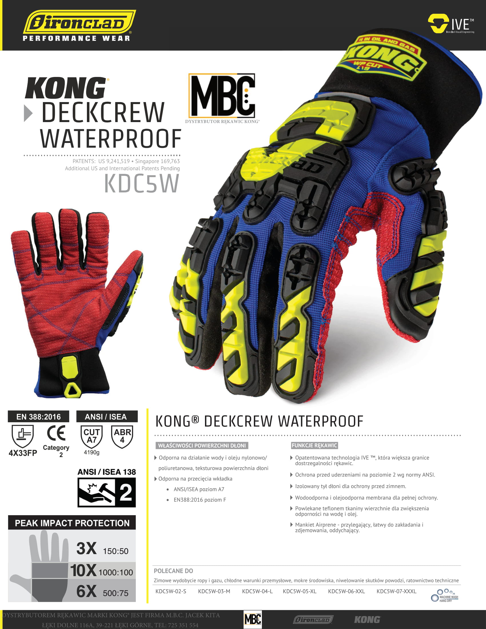 Rękawice techniczne KONG Deck Crew Waterproof KDC5W wodoodporne - obrazek 4