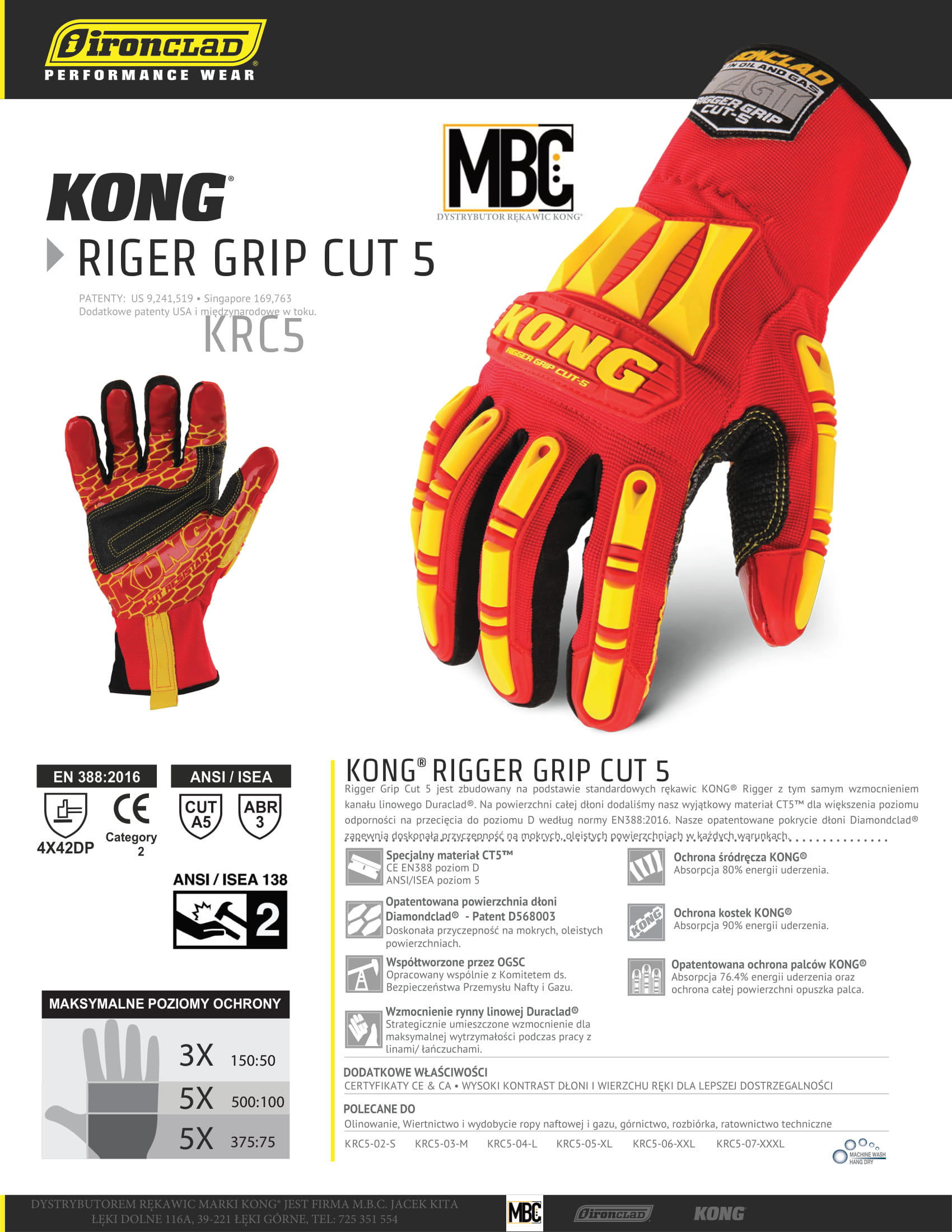 Rękawice techniczne KONG Rigger Grip Cut 5 KRC5 - obrazek 2