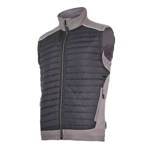 Bezrękawnik ocieplany ze wstawkami softshell z membraną czarny-khaki