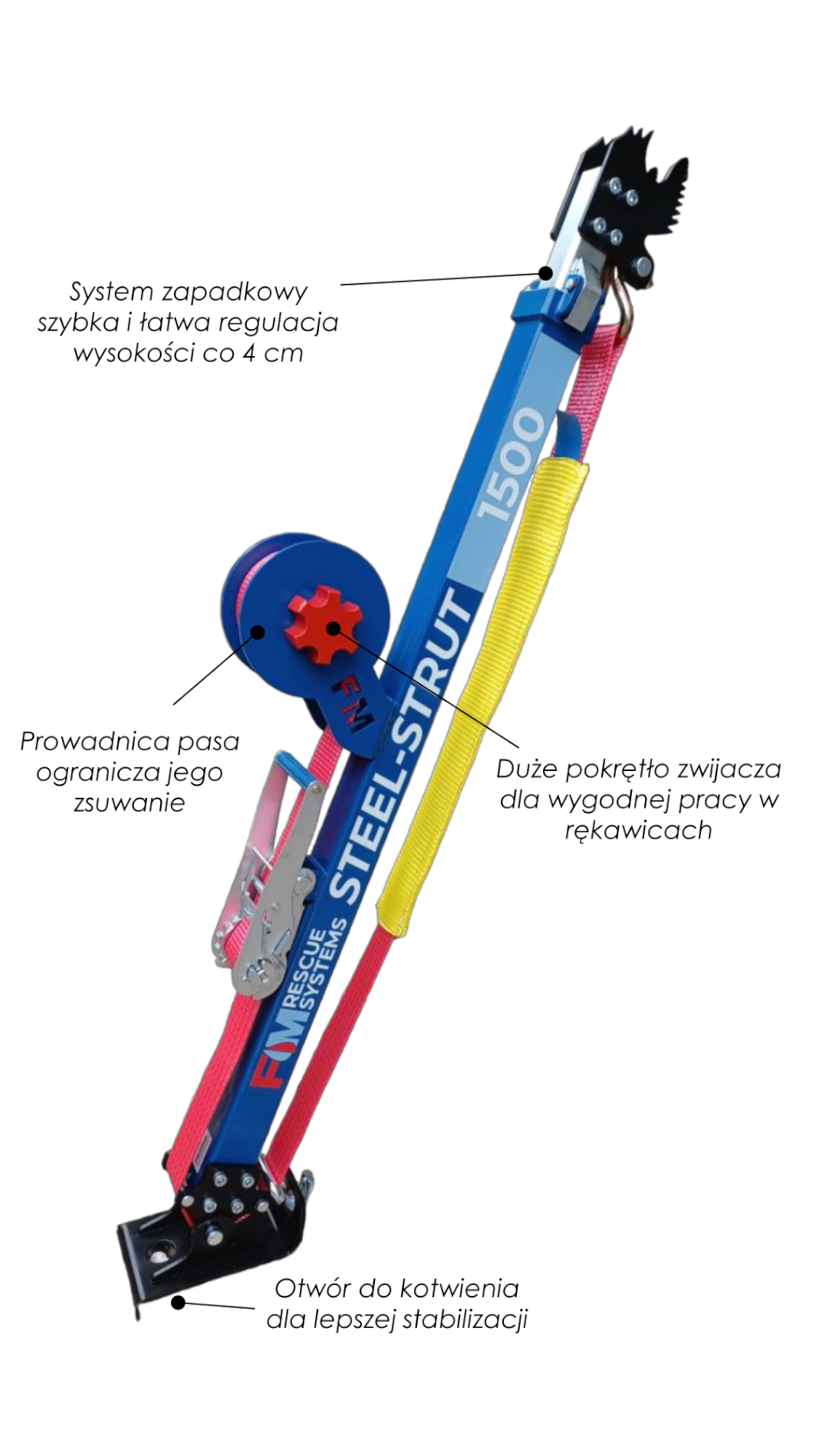Stalowe podpory ratownicze do stabilizacji pojazdów STEEL STRUT 1500 - zestaw 2 szt - obrazek 2