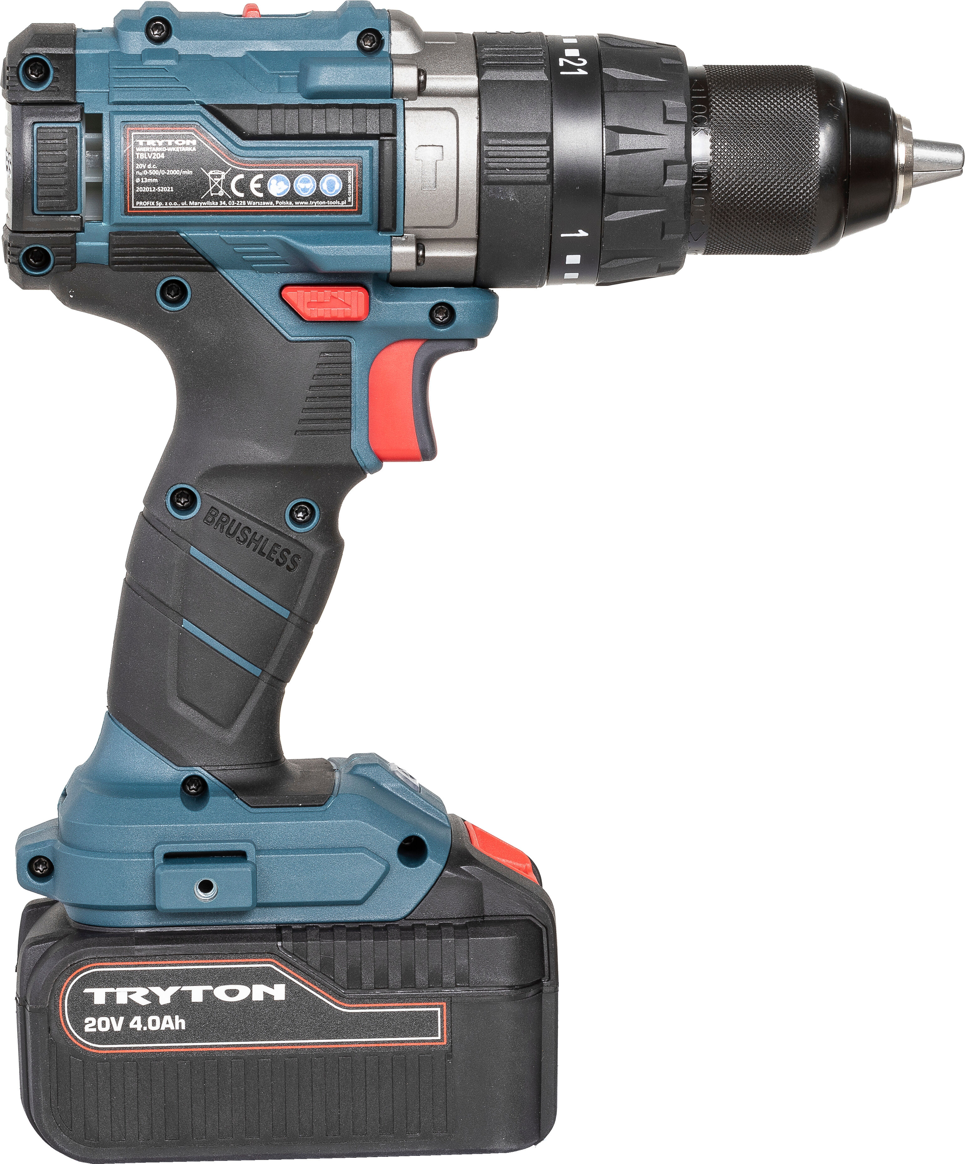 Wiertarko-wkrętarka udarowa TRYTON SYSTEM 20V + 2 aku 4Ah i ładowarka w walizce - obrazek 4