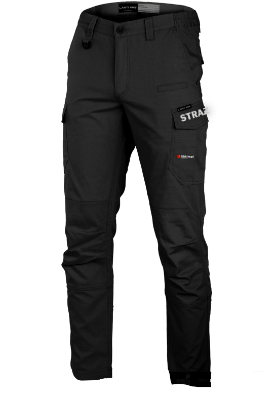 Spodnie bojówki czarne ribstop Slim Fit STRAŻ REMIZA