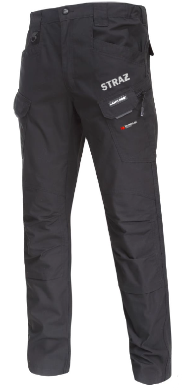 Spodnie bojówki czarne Slim Fit STRAŻ REMIZA