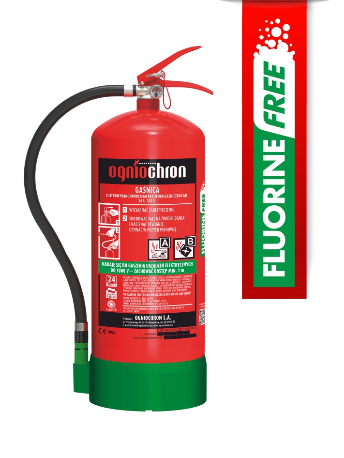 Gaśnica płynowa bez fluoru 9 l GPN-9x AB/FF Fluorine-Free