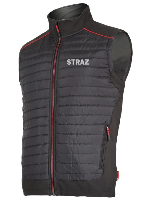 Bezrękawnik ocieplany STRAŻ REMIZA ze wstawkami softshell z membraną czarny
