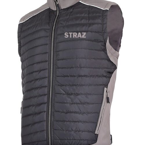 Bezrękawnik ocieplany STRAŻ REMIZA ze wstawkami softshell z membraną czarny-khaki