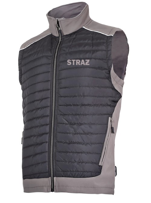 Bezrękawnik ocieplany STRAŻ REMIZA ze wstawkami softshell z membraną czarny-khaki