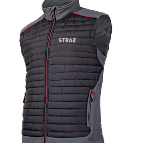 Bezrękawnik ocieplany STRAŻ REMIZA ze wstawkami softshell z membraną czarno-szary