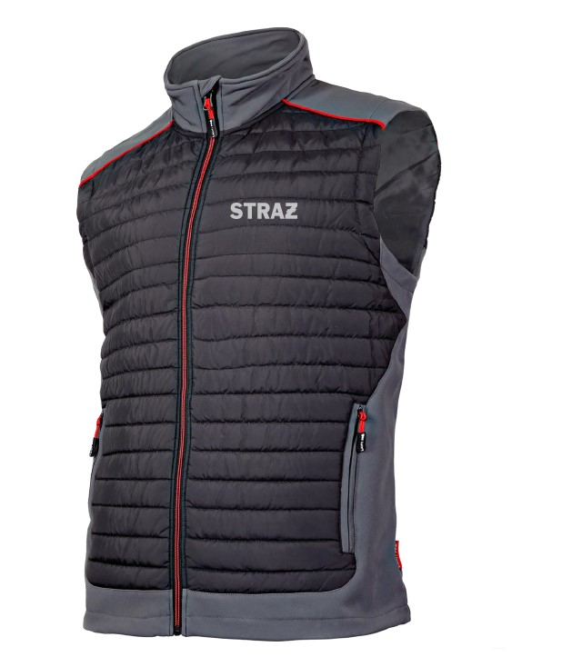 Bezrękawnik ocieplany STRAŻ REMIZA ze wstawkami softshell z membraną czarno-szary
