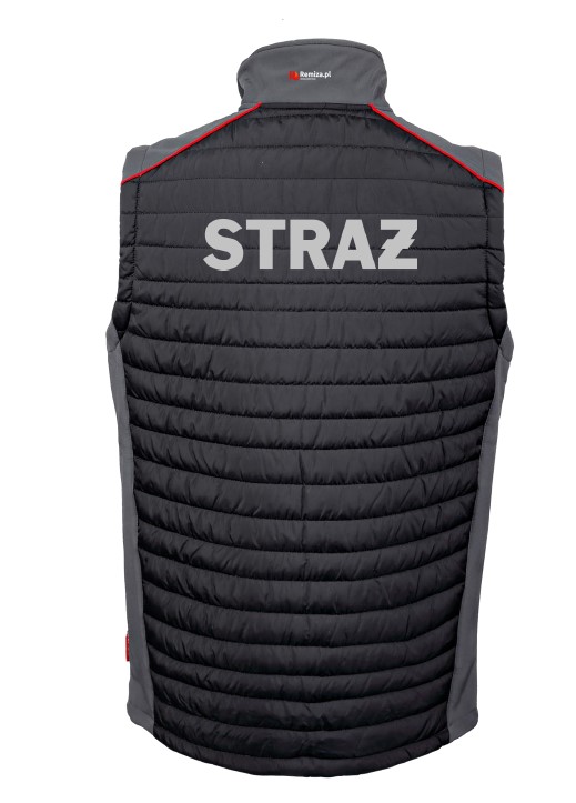 Bezrękawnik ocieplany STRAŻ REMIZA ze wstawkami softshell z membraną czarno-szary - obrazek 2