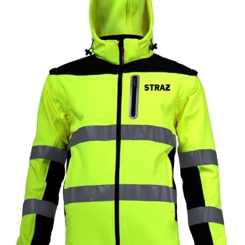 Kurtka Softshell ostrzegawcza membrana z odpinanymi rękawami STRAŻ REMIZA