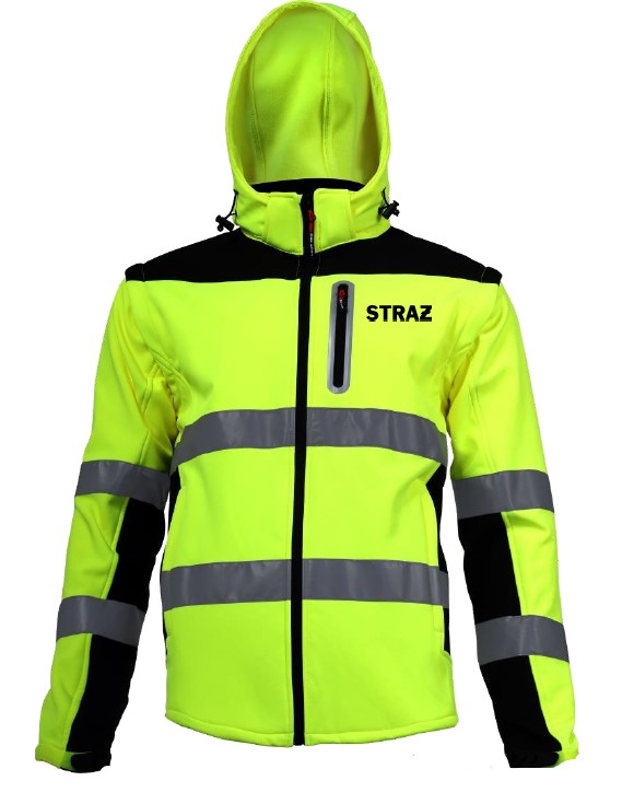 Kurtka Softshell ostrzegawcza membrana z odpinanymi rękawami STRAŻ REMIZA