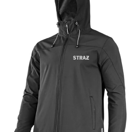 Kurtka softshell z membraną i kapturem STRAŻ czarna