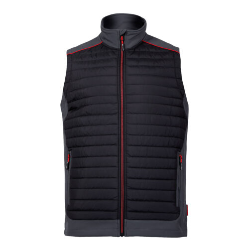 Bezrękawnik ocieplany ze wstawkami softshell z membraną czarno-szary