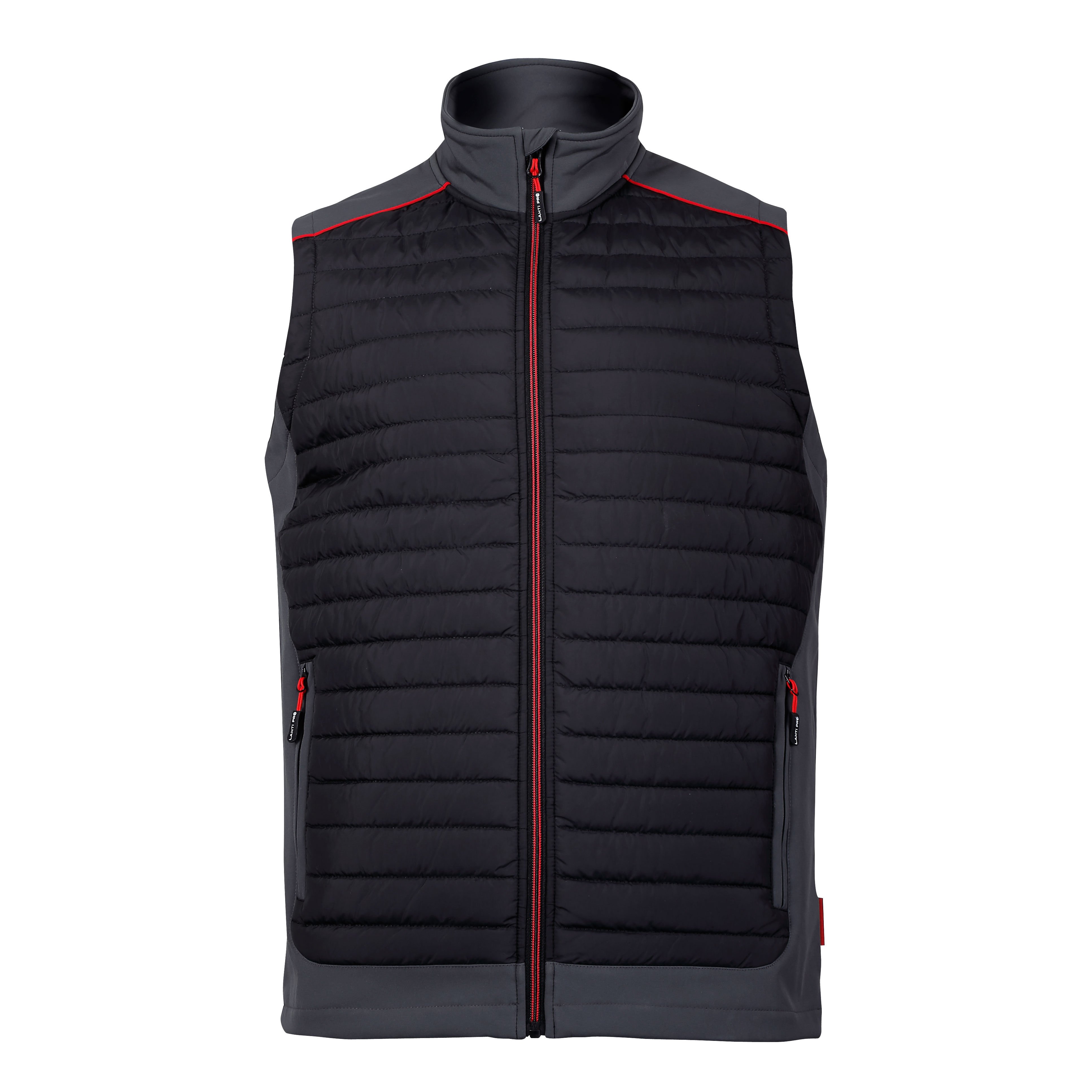 Bezrękawnik ocieplany ze wstawkami softshell z membraną czarno-szary