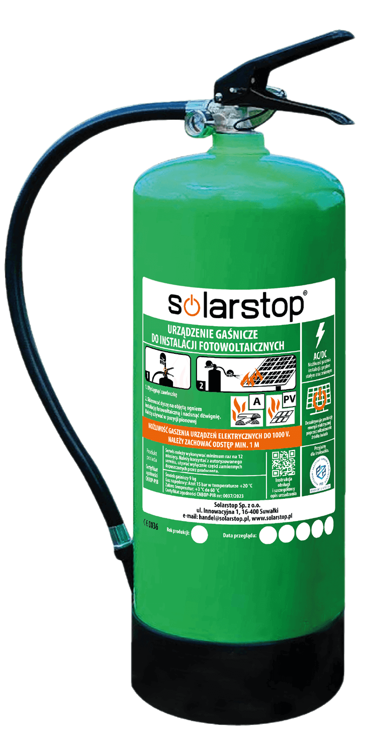 SOLARSTOP 9 l - CNBOP gaśnica do instalacji fotowoltaicznych