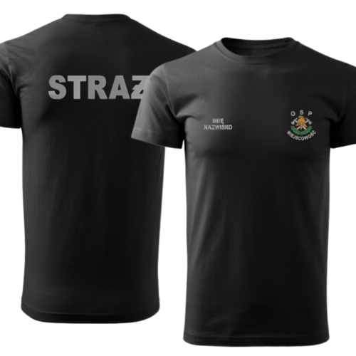 Koszulka TSHIRT z krótkim rękawem haft przód i plecy czarna