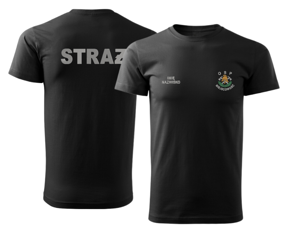 Koszulka TSHIRT z krótkim rękawem haft przód i plecy czarna