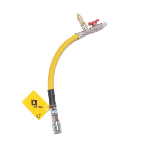 Wąż z zaworem odcinającym 0,3 m 12 bar – żółty